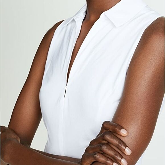 THEORY Collared Flare Dress white size 8 - Picture 3 of 5